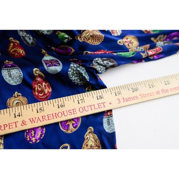 Carlisle Vintage blue ornament print blouse Silk Small - Picture 3 of 4